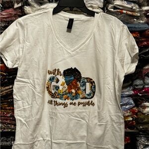 Gildan Women's White Tee with Graphic Print